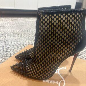 Christian Louboutin Black Patent Mesh Accent GuniBoot 39